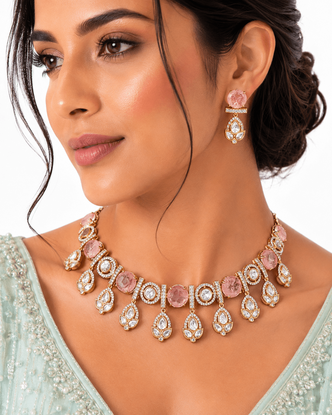 Kundan Necklace 08903 - KRISHNA'S SWETA JEWELLERY