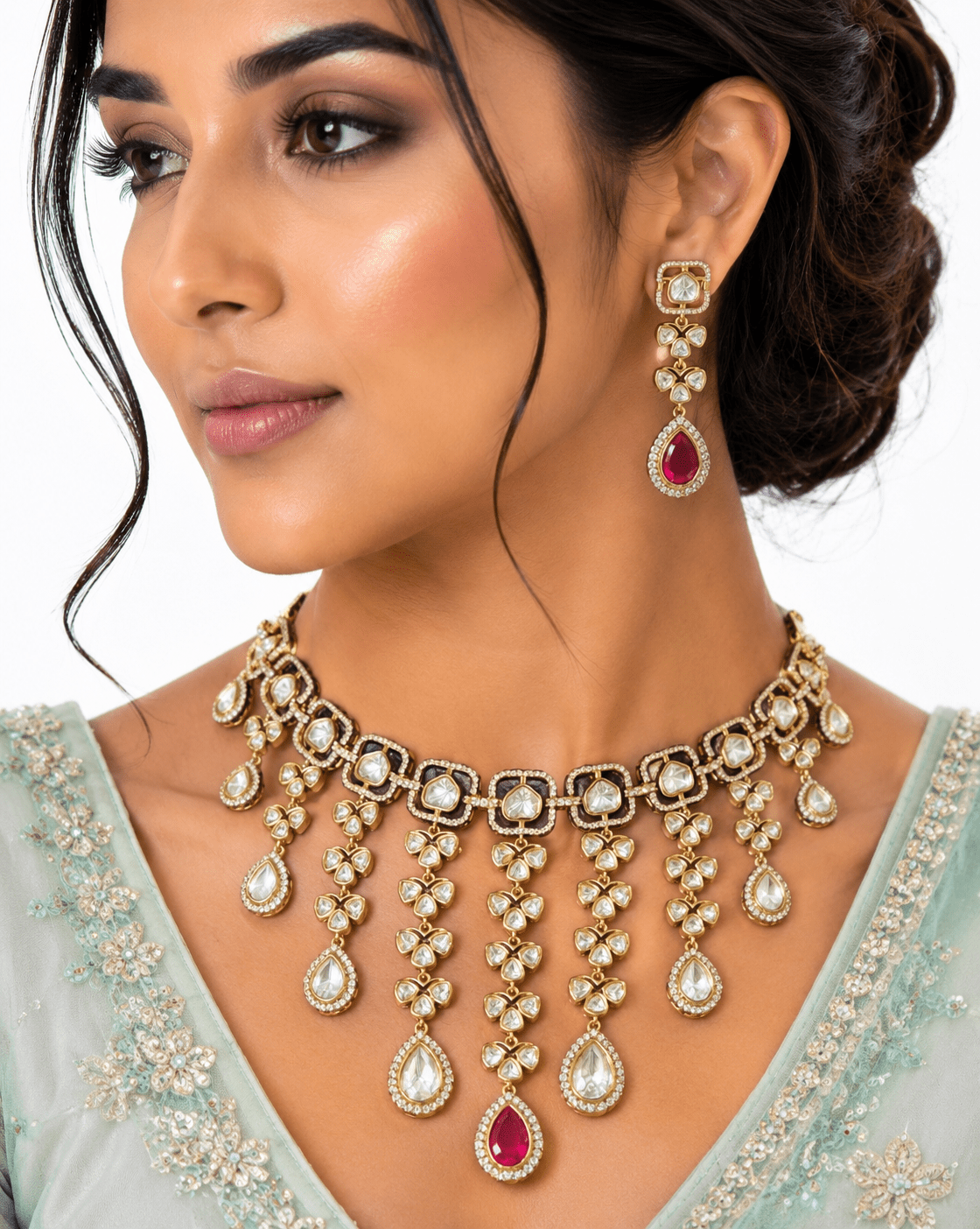 Kundan Necklace 08904 - KRISHNA'S SWETA JEWELLERY