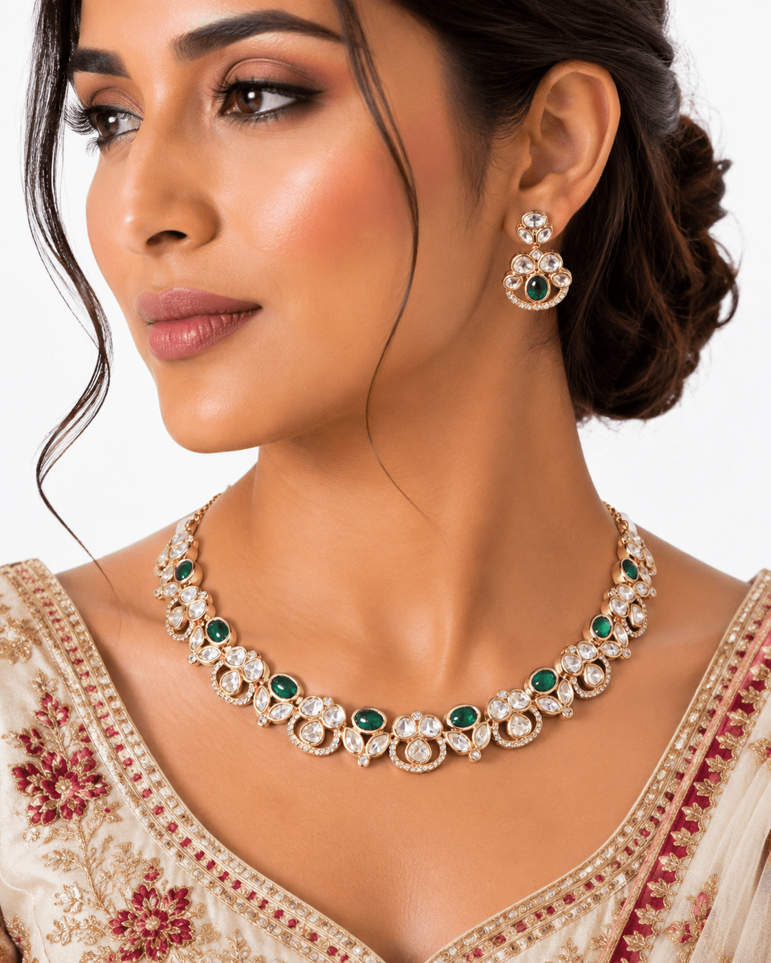 Kundan Necklace 08905 - KRISHNA'S SWETA JEWELLERY