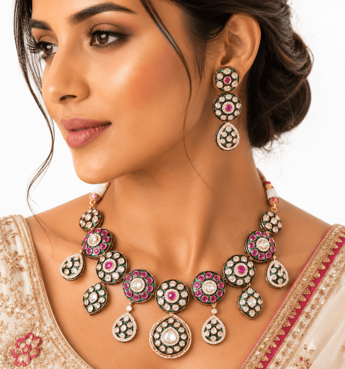 Kundan Necklace 08936 - KRISHNA'S SWETA JEWELLERY