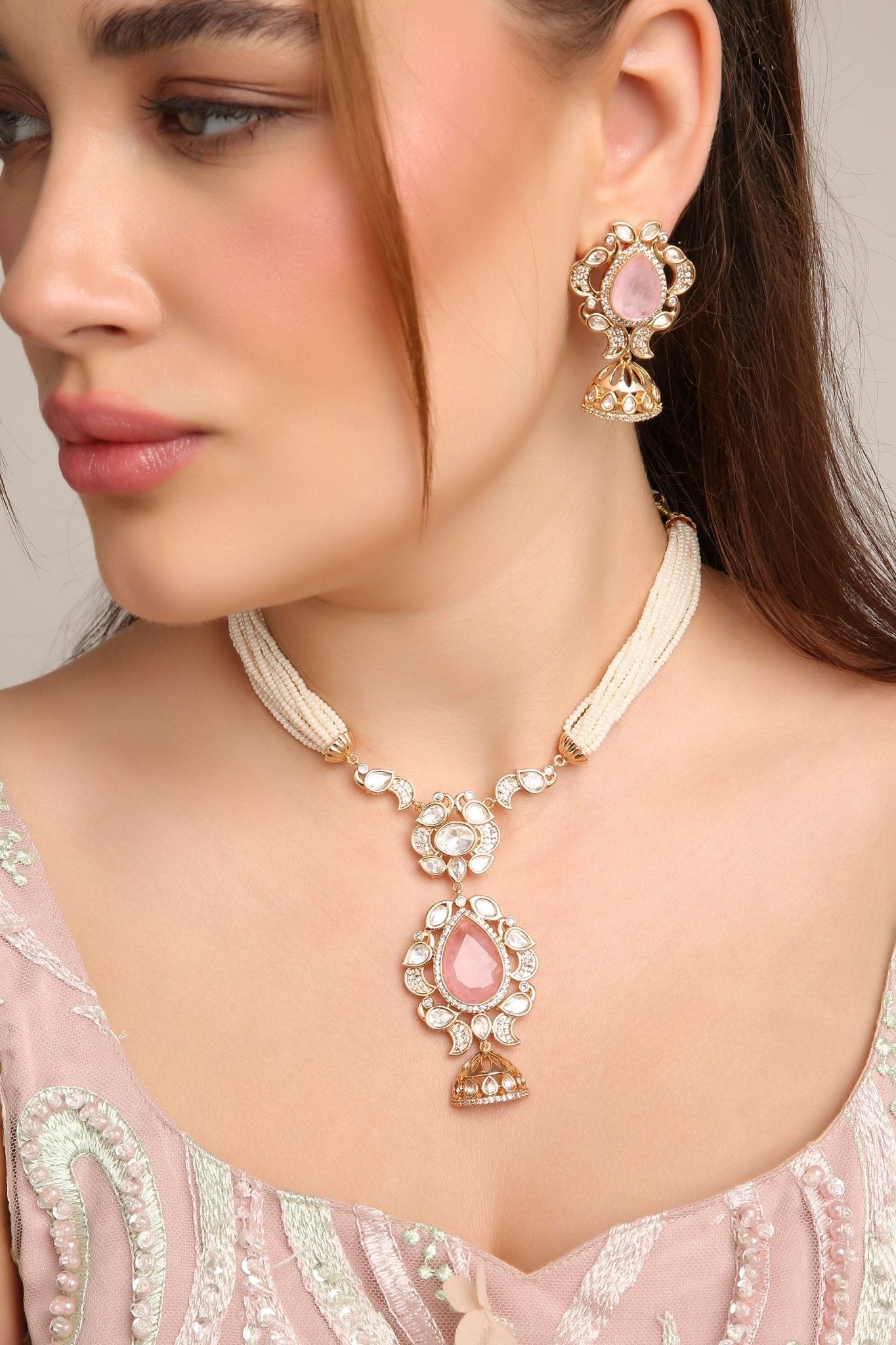 Kundan Necklace 08947 - KRISHNA'S SWETA JEWELLERY