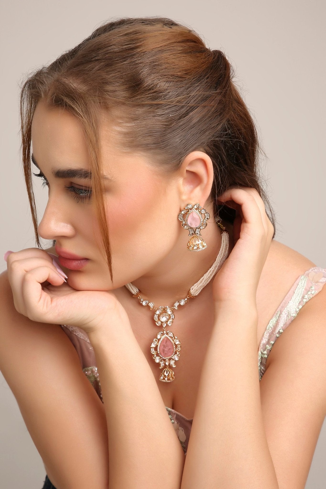 Kundan Necklace 08947 - KRISHNA'S SWETA JEWELLERY