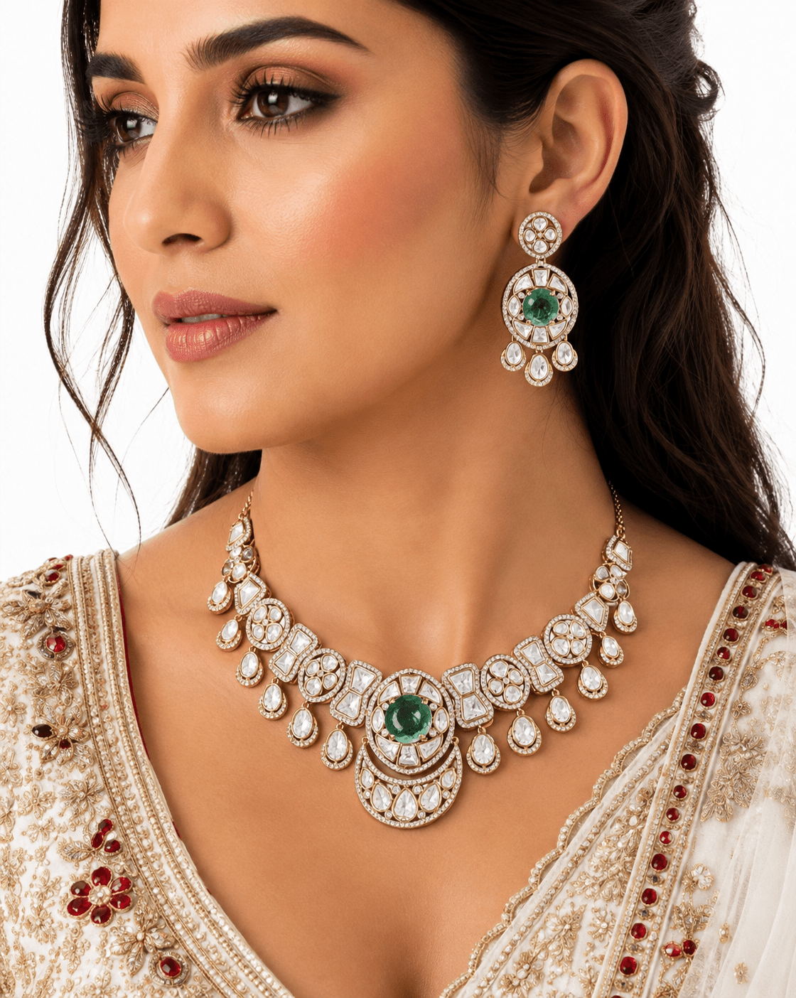 Kundan Necklace 08959 - KRISHNA'S SWETA JEWELLERY