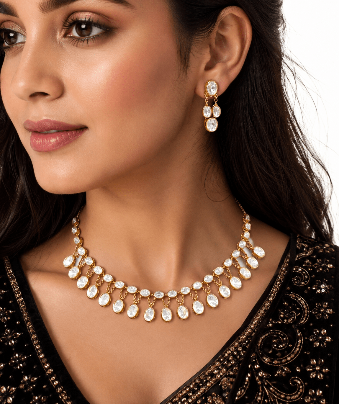 Kundan Necklace 09051 - KRISHNA'S SWETA JEWELLERY