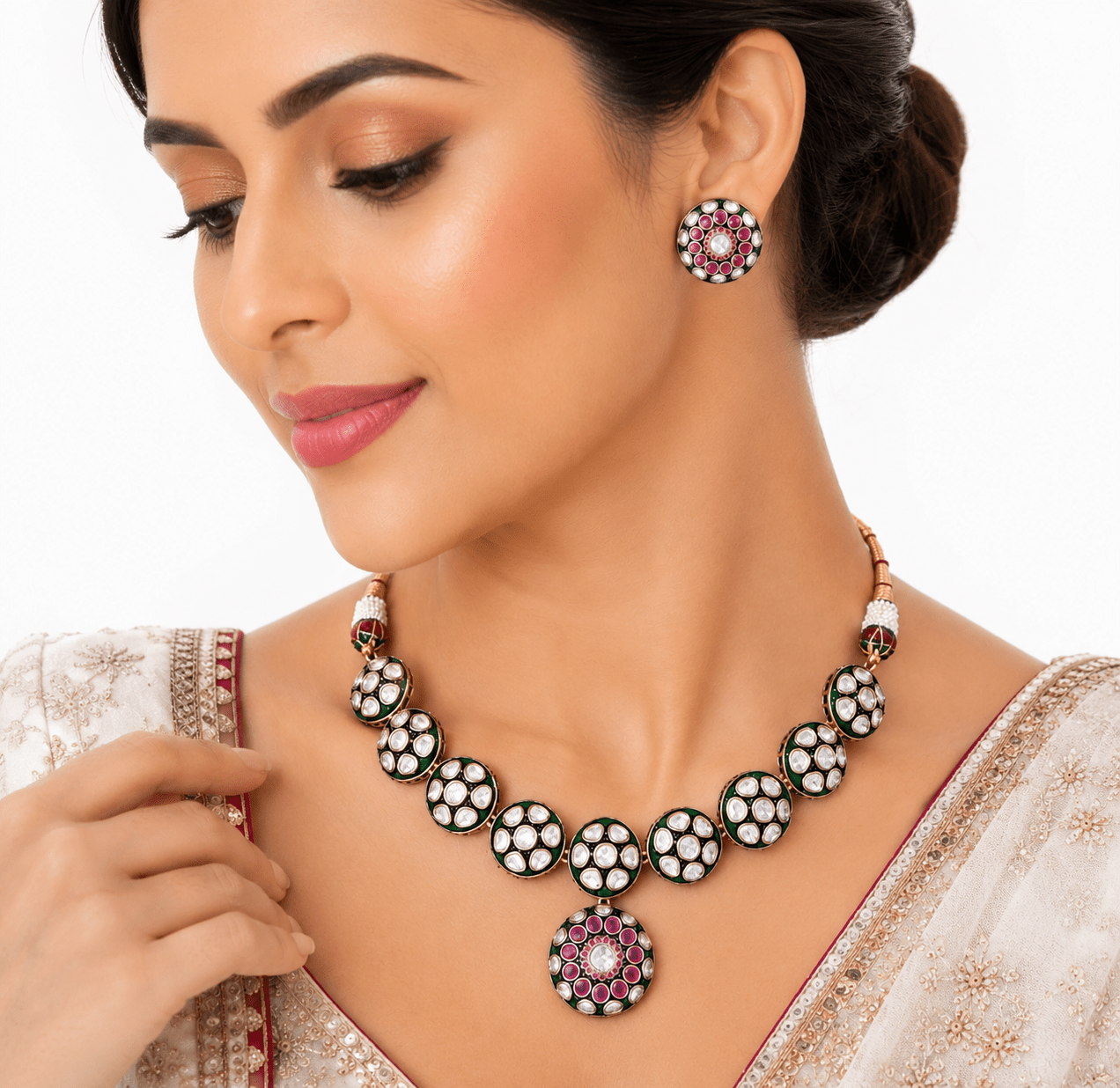 Kundan Necklace 09096 - KRISHNA'S SWETA JEWELLERY