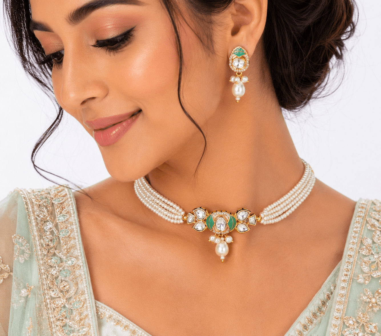 Kundan Necklace 09505 - KRISHNA'S SWETA JEWELLERY