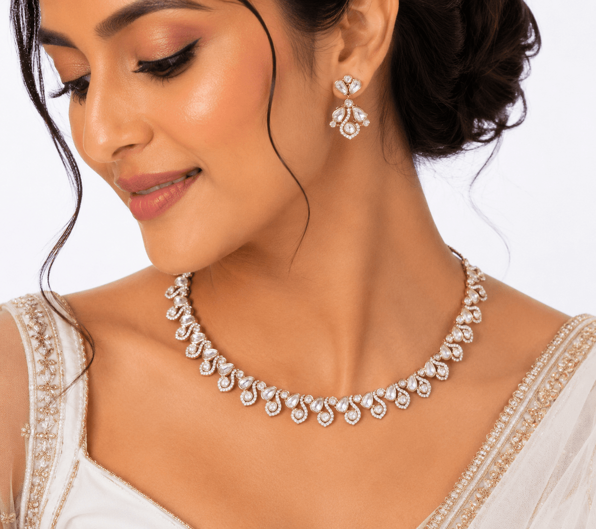 Kundan Necklace 09547 - KRISHNA'S SWETA JEWELLERY