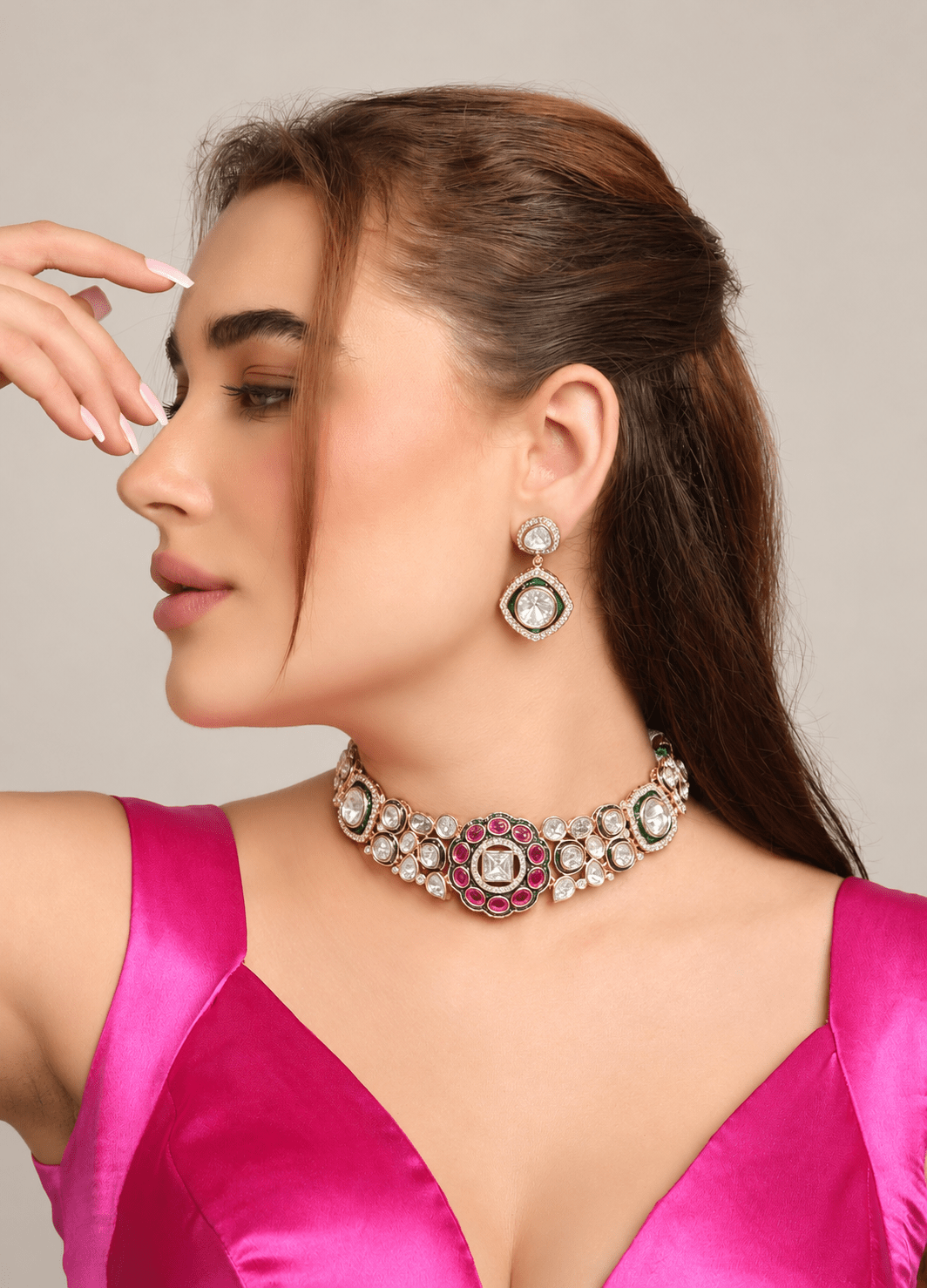 Kundan Necklace 11389 - Krishna's Sweta Jewellery