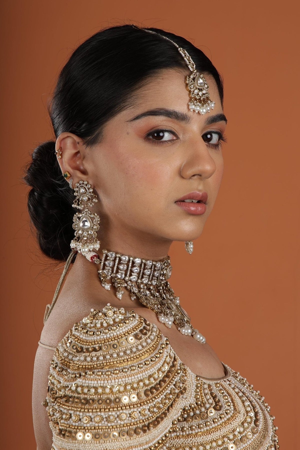 Kundan necklace set 00268 - Krishna's Sweta Jewellery
