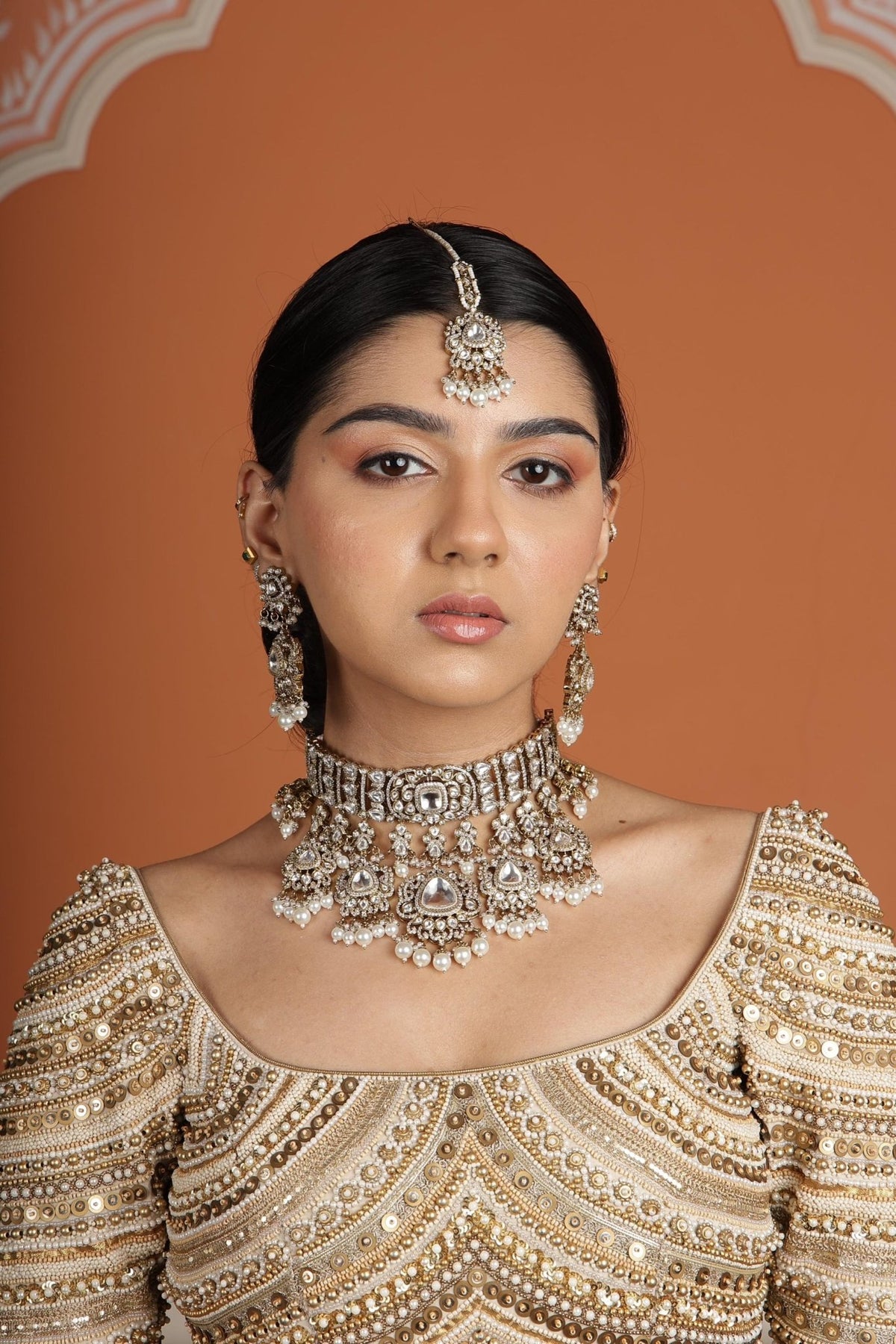 Kundan necklace set 00268 - Krishna's Sweta Jewellery