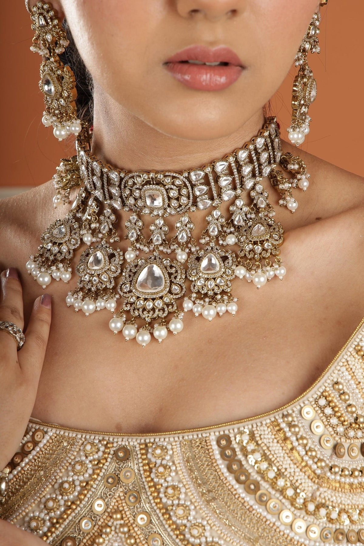Kundan necklace set 00268 - Krishna's Sweta Jewellery