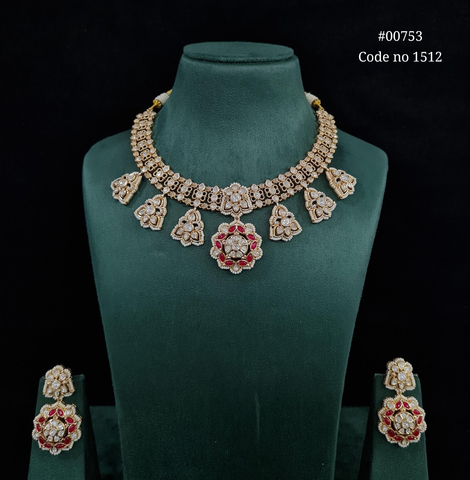Kundan necklace set 00753 - KRISHNA'S SWETA JEWELLERY