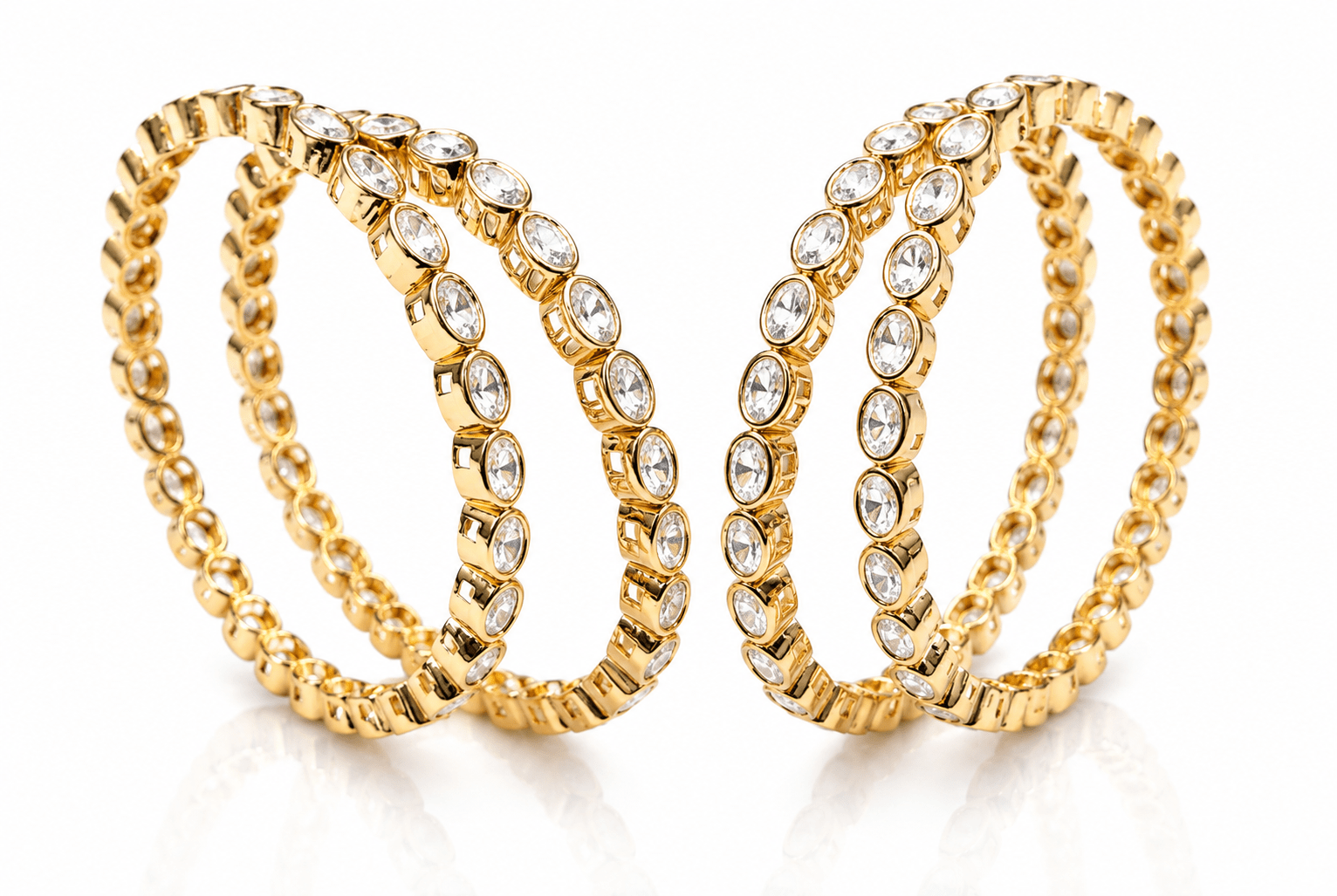 Kundan oval bangles 00596 - KRISHNA'S SWETA JEWELLERY