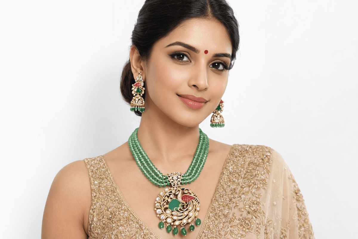 Kundan Pendant 07501 - KRISHNA'S SWETA JEWELLERY
