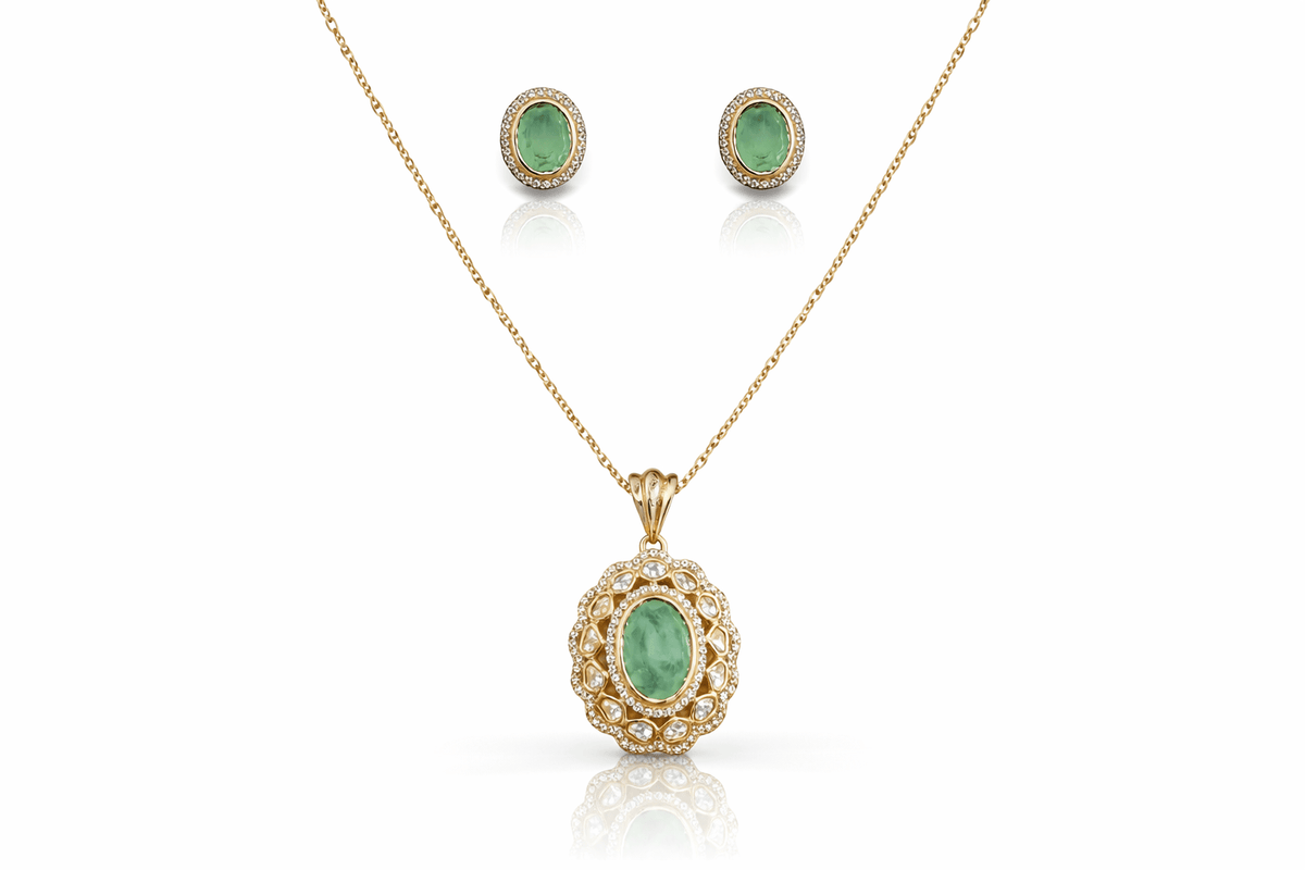Kundan Pendant 07914 - KRISHNA'S SWETA JEWELLERY