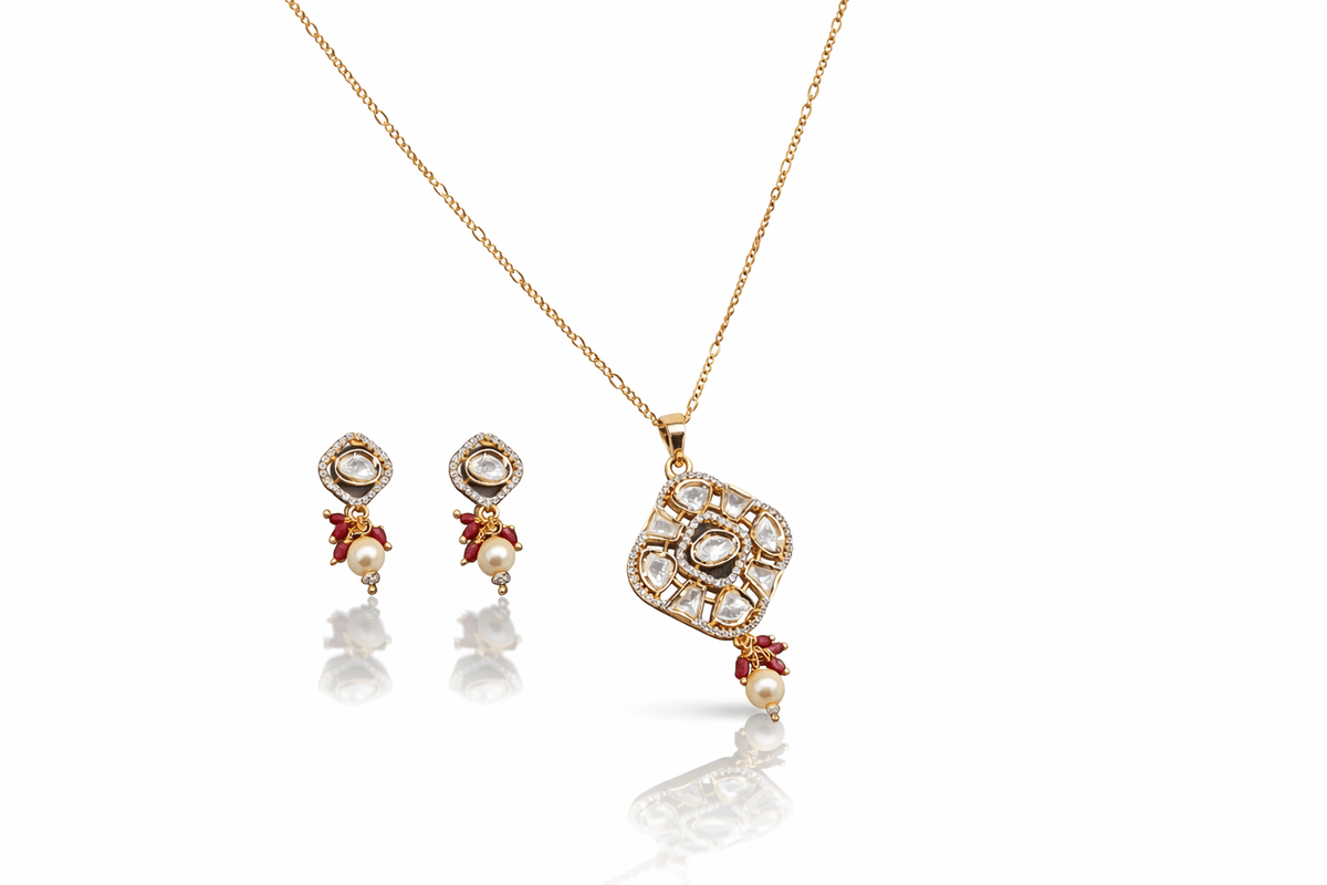 Kundan Pendant 07975 - KRISHNA'S SWETA JEWELLERY