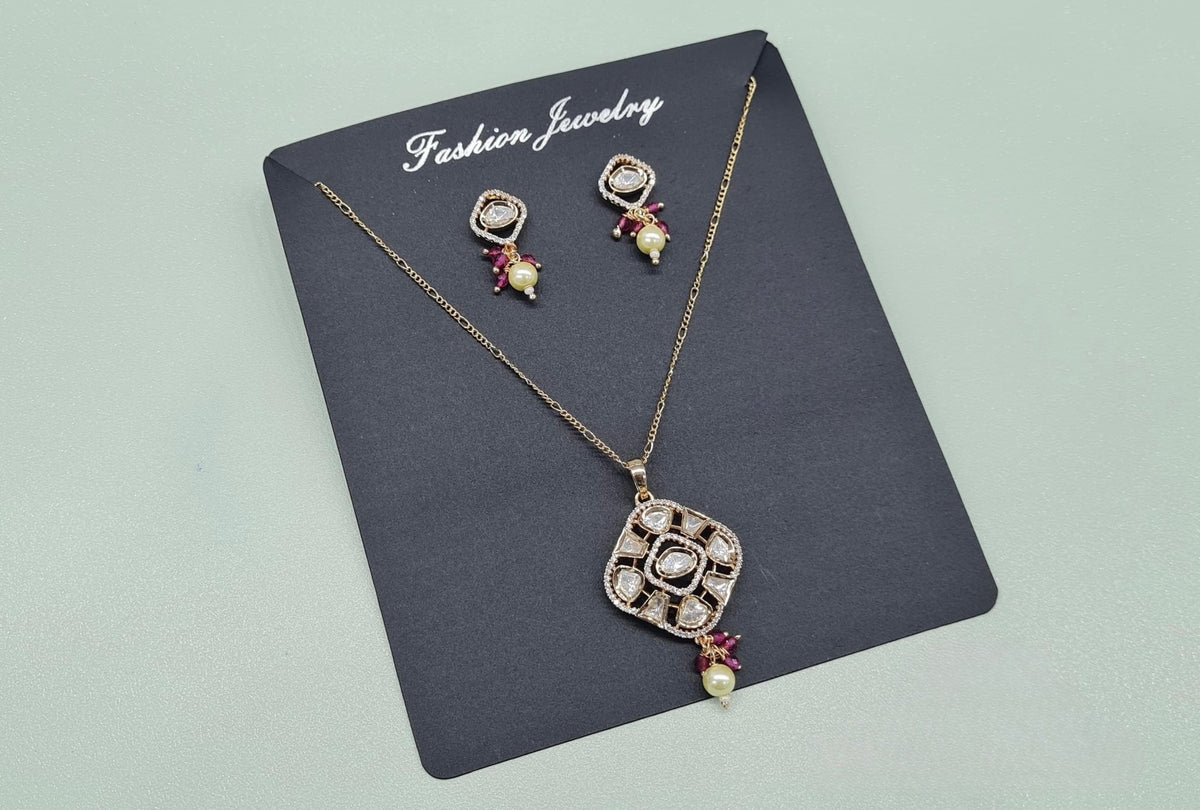 Kundan Pendant 07975 - KRISHNA'S SWETA JEWELLERY
