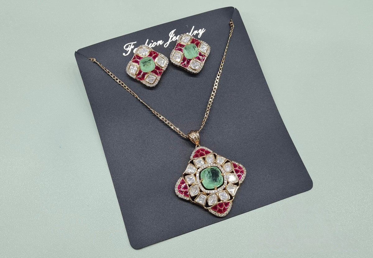 Kundan Pendant 08862 - KRISHNA'S SWETA JEWELLERY
