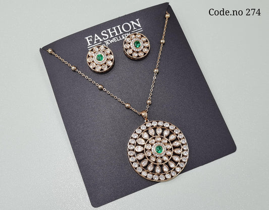 Kundan pendant set 00532 - KRISHNA'S SWETA JEWELLERY