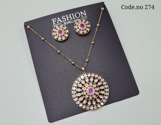 Kundan pendant set 00532 - KRISHNA'S SWETA JEWELLERY