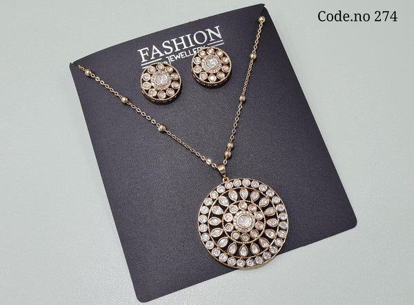 Kundan pendant set 00532 - KRISHNA'S SWETA JEWELLERY
