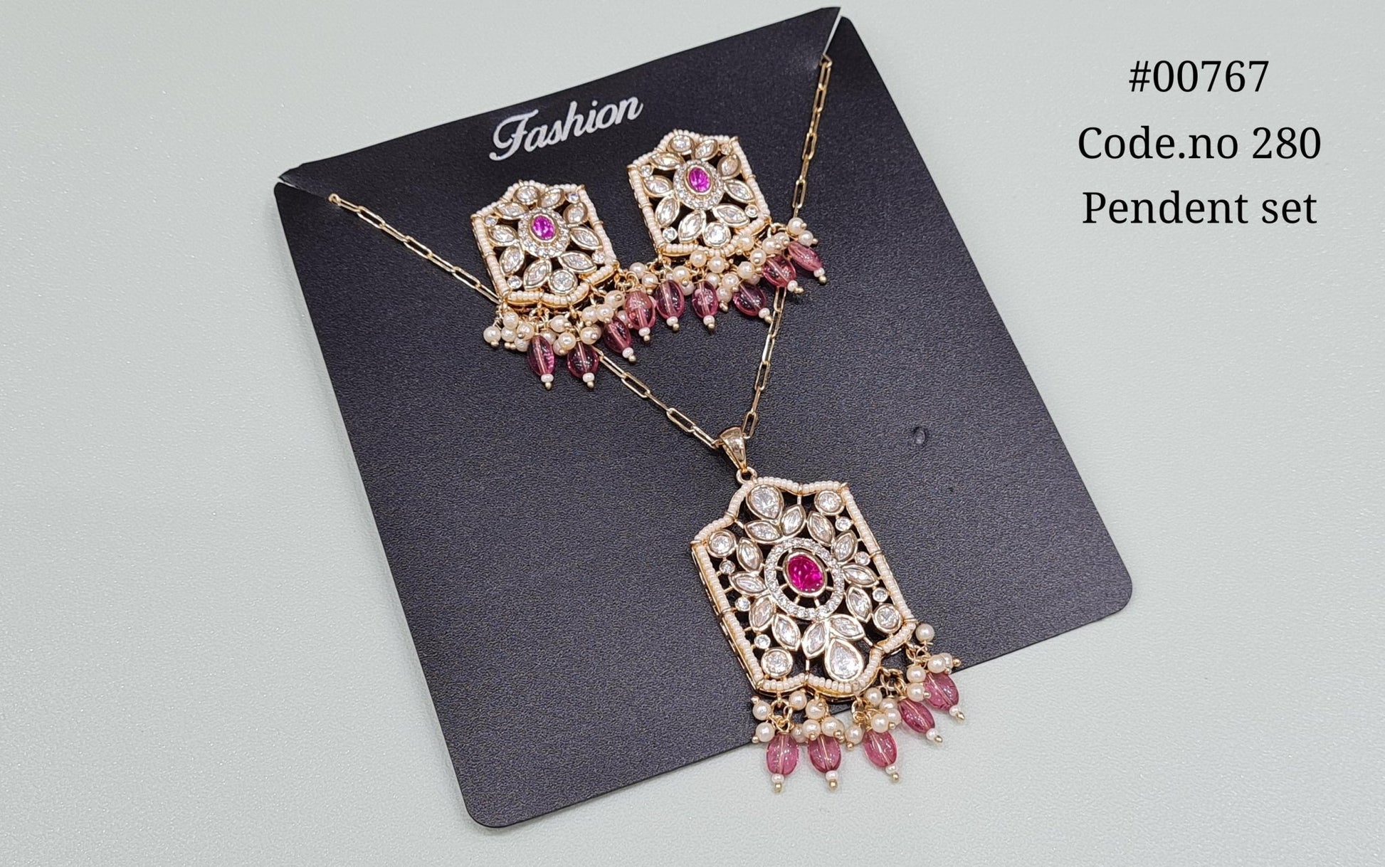 Kundan pendant set 00767 - KRISHNA'S SWETA JEWELLERY