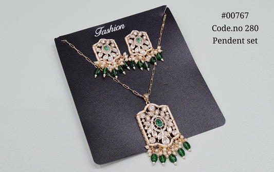 Kundan pendant set 00767 - KRISHNA'S SWETA JEWELLERY