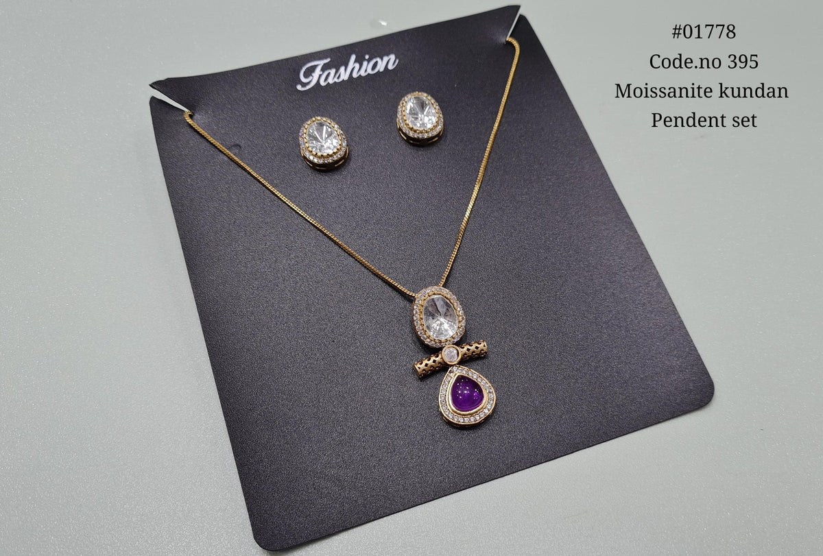 kundan pendant set 01778 - KRISHNA'S SWETA JEWELLERY