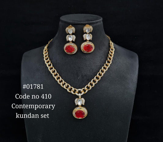 Kundan pendant set 01781 - KRISHNA'S SWETA JEWELLERY