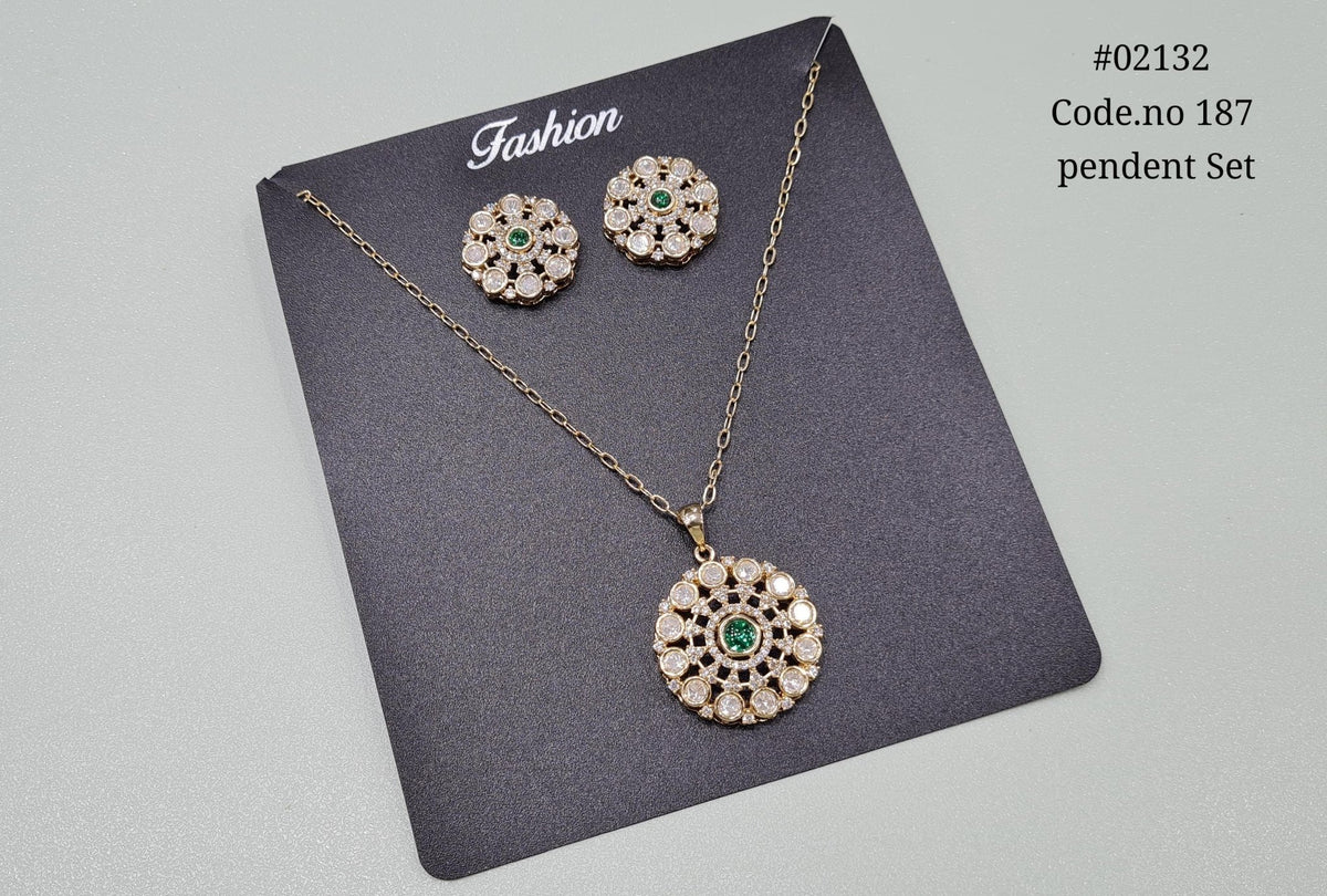Kundan pendant set 02132 - KRISHNA'S SWETA JEWELLERY