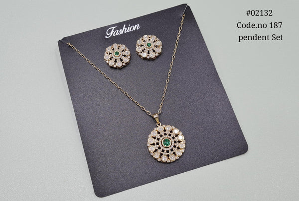 Kundan pendant set 02132 - KRISHNA'S SWETA JEWELLERY