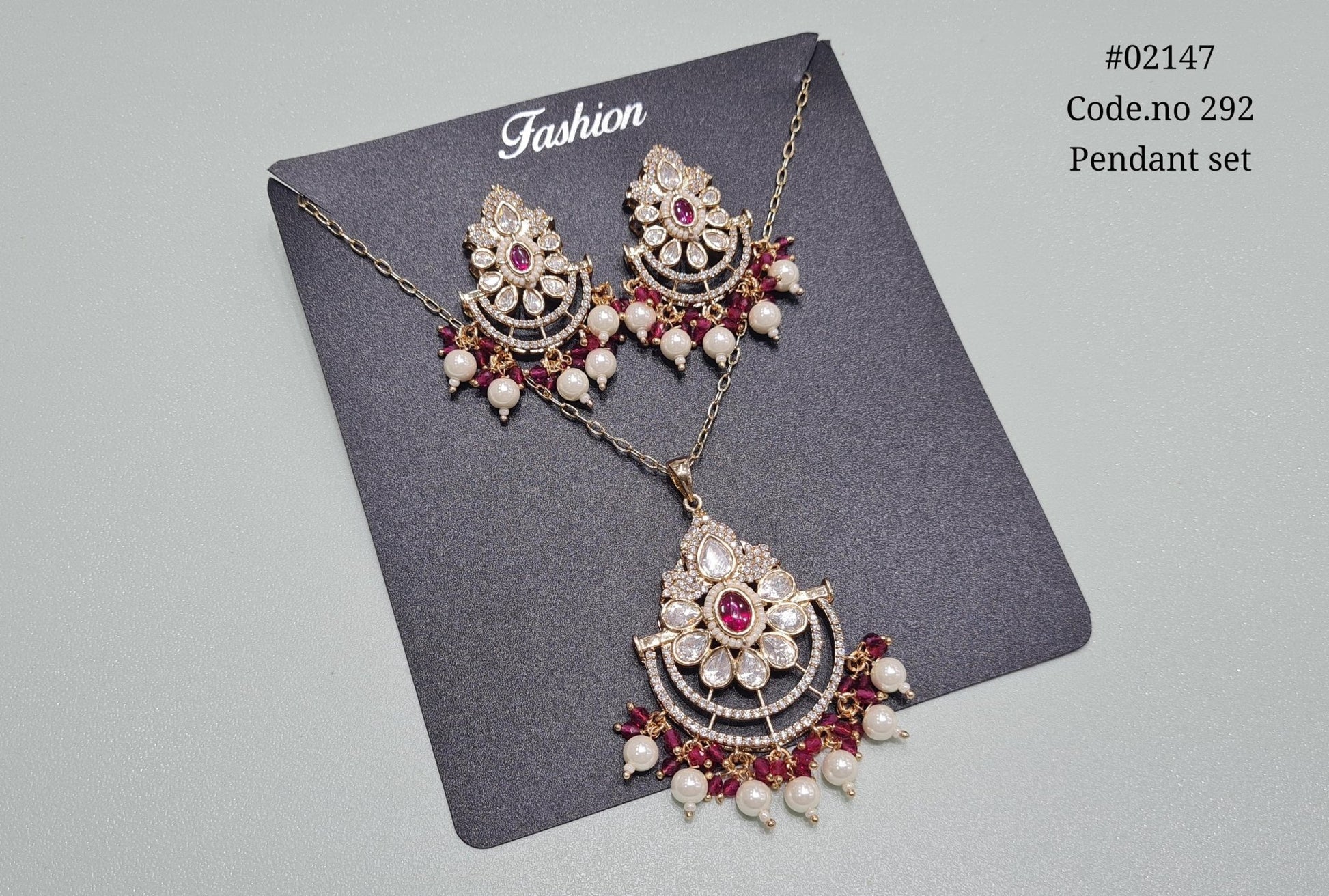 Kundan Pendant Set 02147 - KRISHNA'S SWETA JEWELLERY