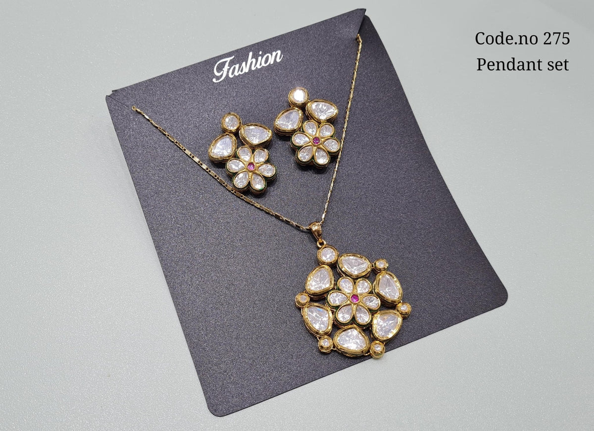 Kundan pendant sets 01810 - KRISHNA'S SWETA JEWELLERY