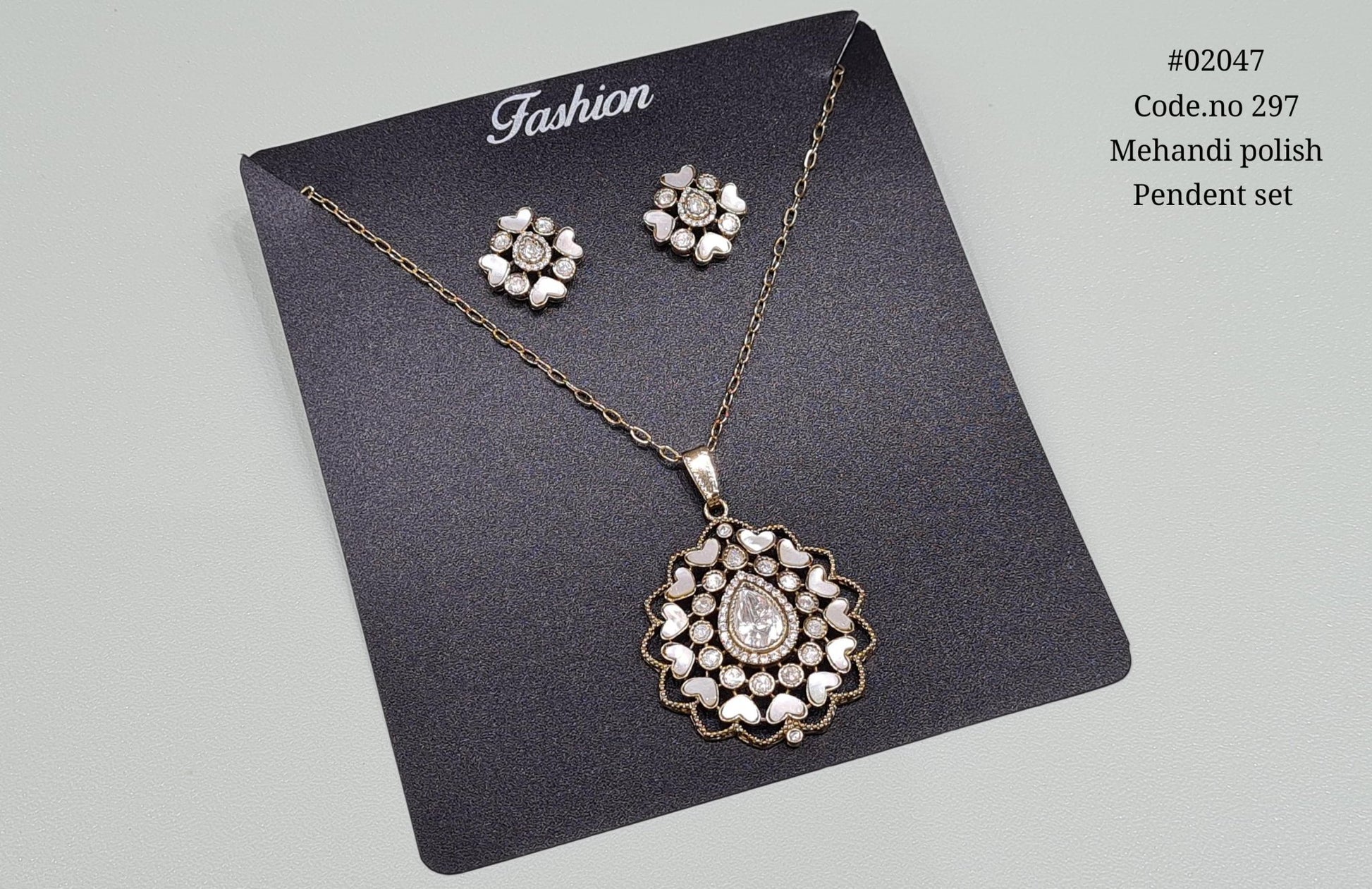 Kundan Pendent 02047 - KRISHNA'S SWETA JEWELLERY