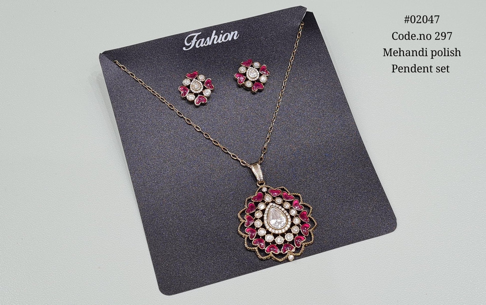 Kundan Pendent 02047 - KRISHNA'S SWETA JEWELLERY