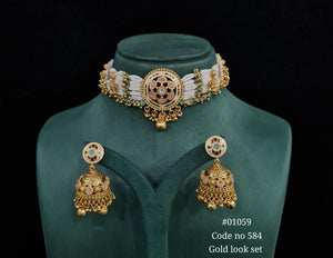 kundan PP Choker set 01059 - KRISHNA'S SWETA JEWELLERY