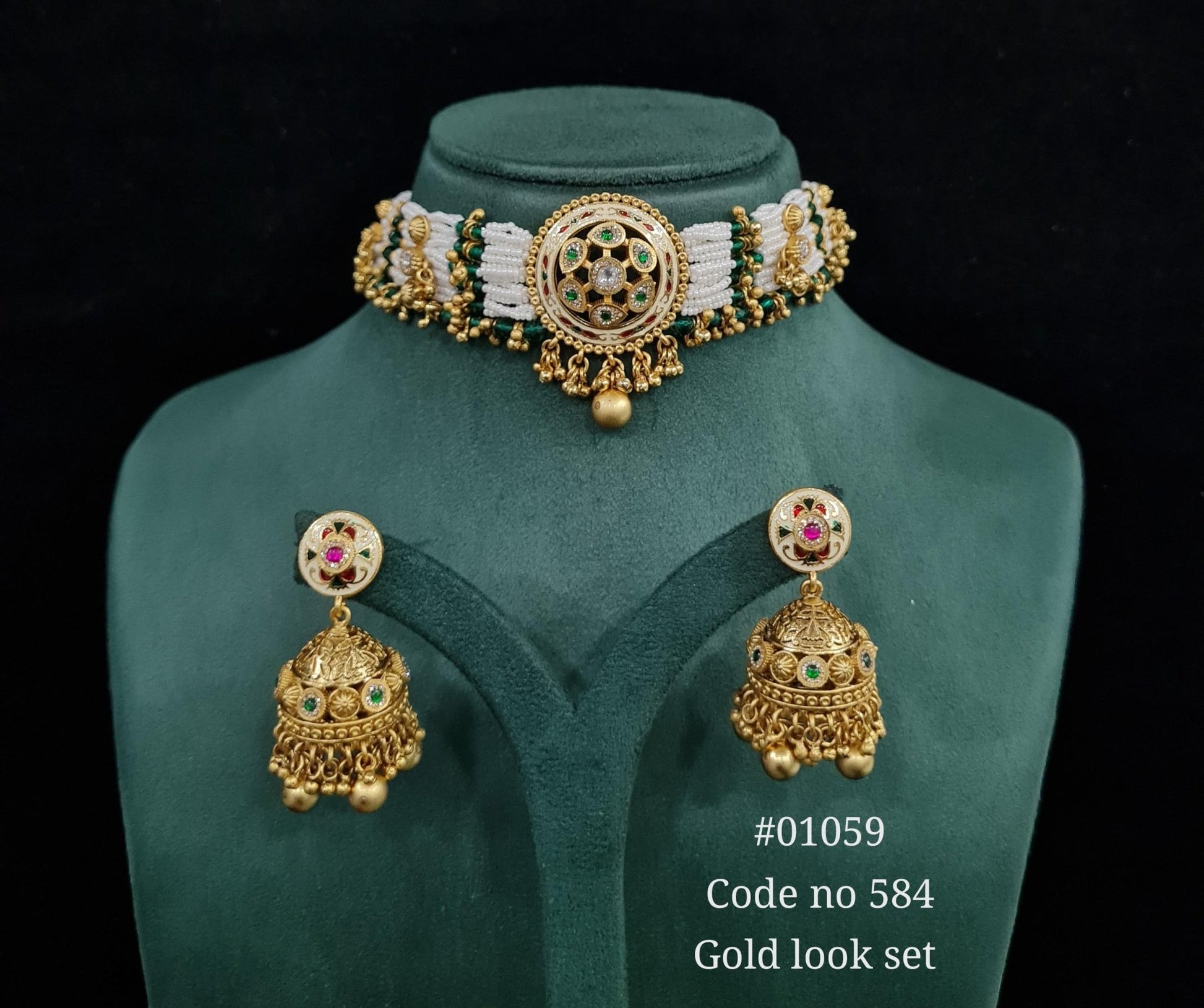kundan PP Choker set 01059 - KRISHNA'S SWETA JEWELLERY