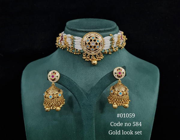 kundan PP Choker set 01059 - KRISHNA'S SWETA JEWELLERY