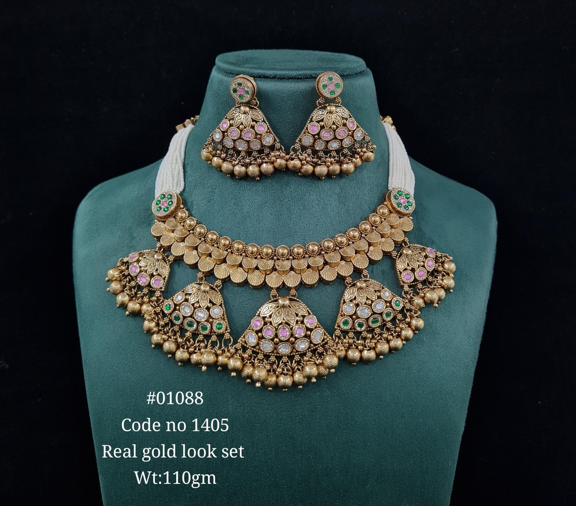 Kundan PP Necklace 01088 - KRISHNA'S SWETA JEWELLERY