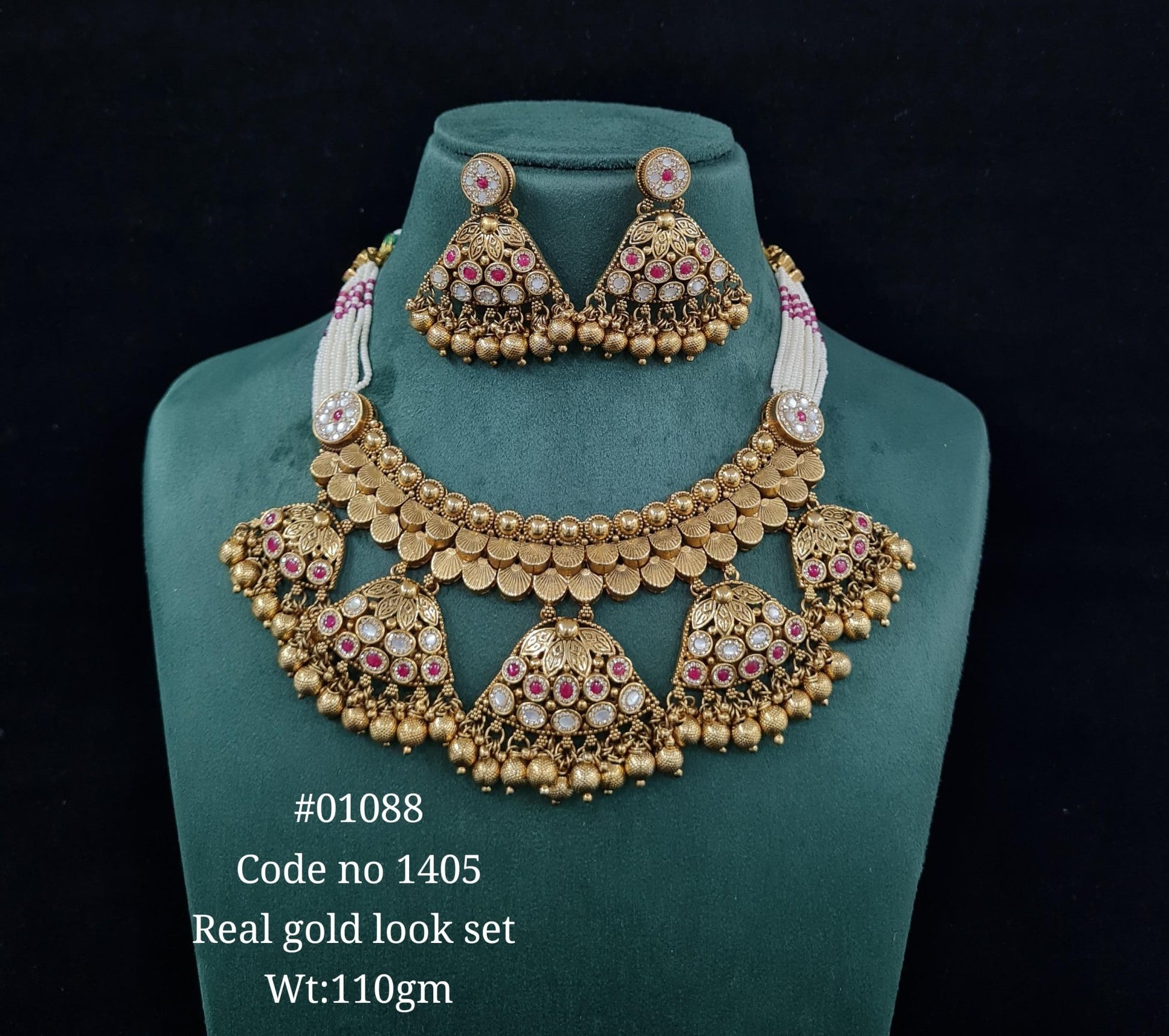 Kundan PP Necklace 01088 - KRISHNA'S SWETA JEWELLERY