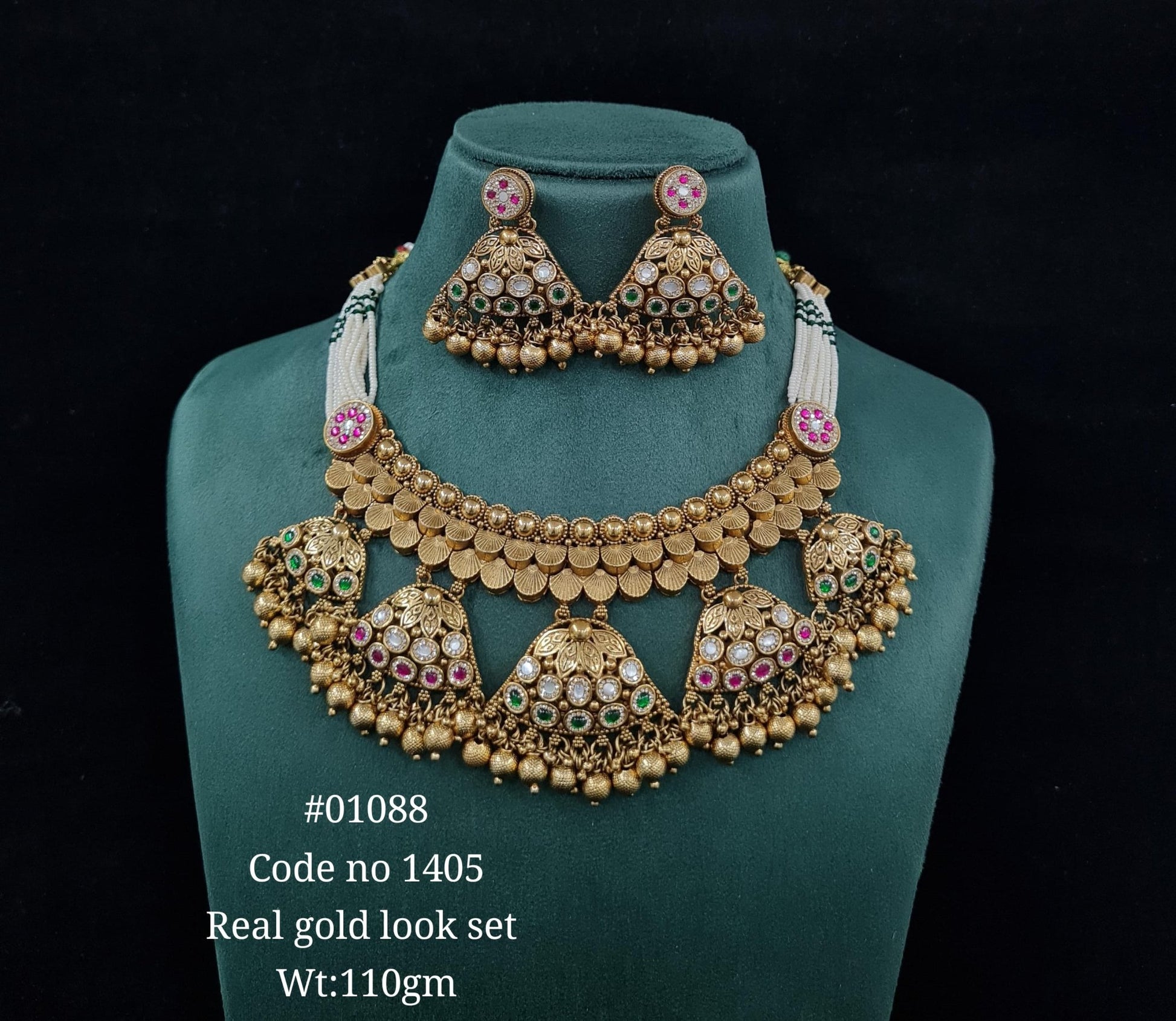 Kundan PP Necklace 01088 - KRISHNA'S SWETA JEWELLERY