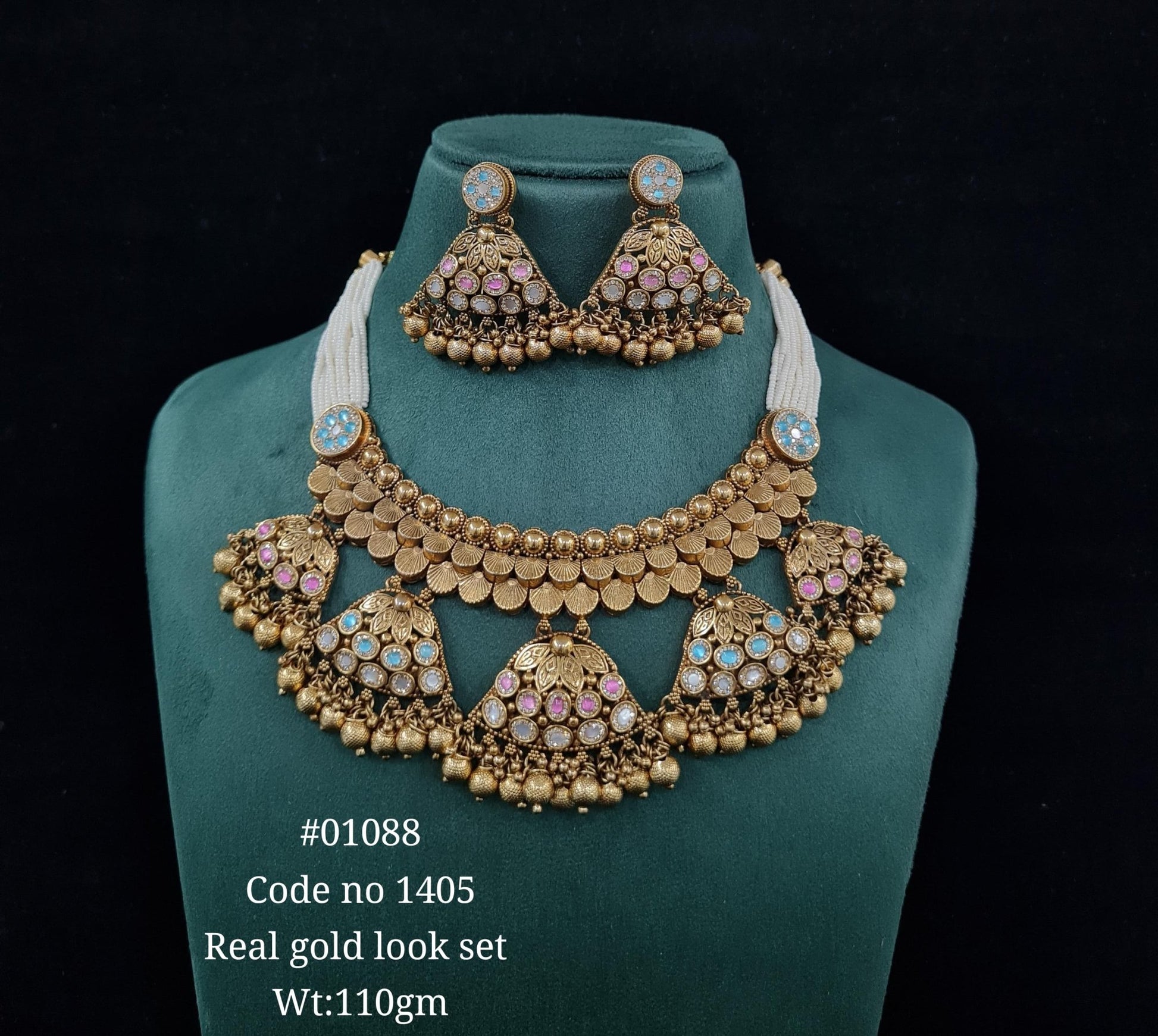 Kundan PP Necklace 01088 - KRISHNA'S SWETA JEWELLERY