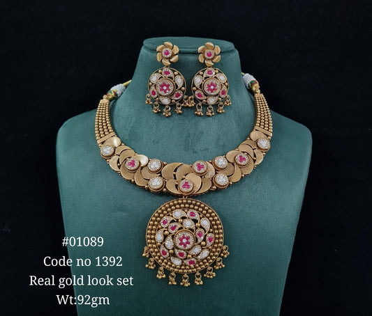 Kundan PP Necklace 01089 - KRISHNA'S SWETA JEWELLERY