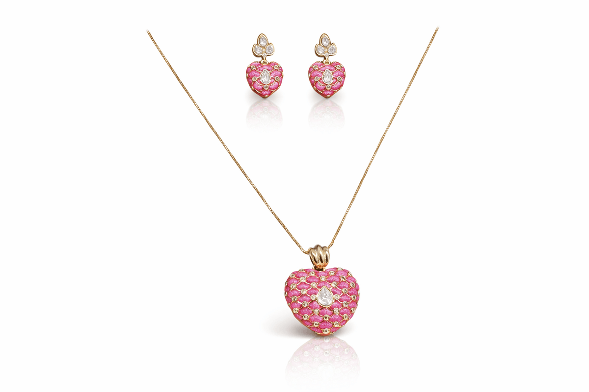 Kundan Strawberry Pendant 07913 - KRISHNA'S SWETA JEWELLERY