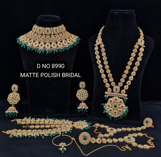 Matte Polish Antique Bridal Set - KRISHNA'S SWETA JEWELLERY