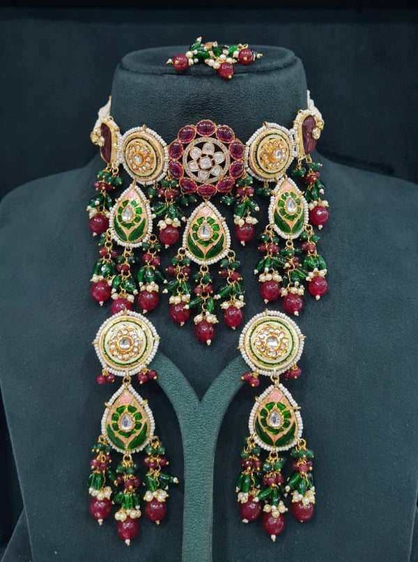 Meenakari Choker 07236 - KRISHNA'S SWETA JEWELLERY