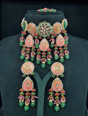 Meenakari Choker 07236 - KRISHNA'S SWETA JEWELLERY