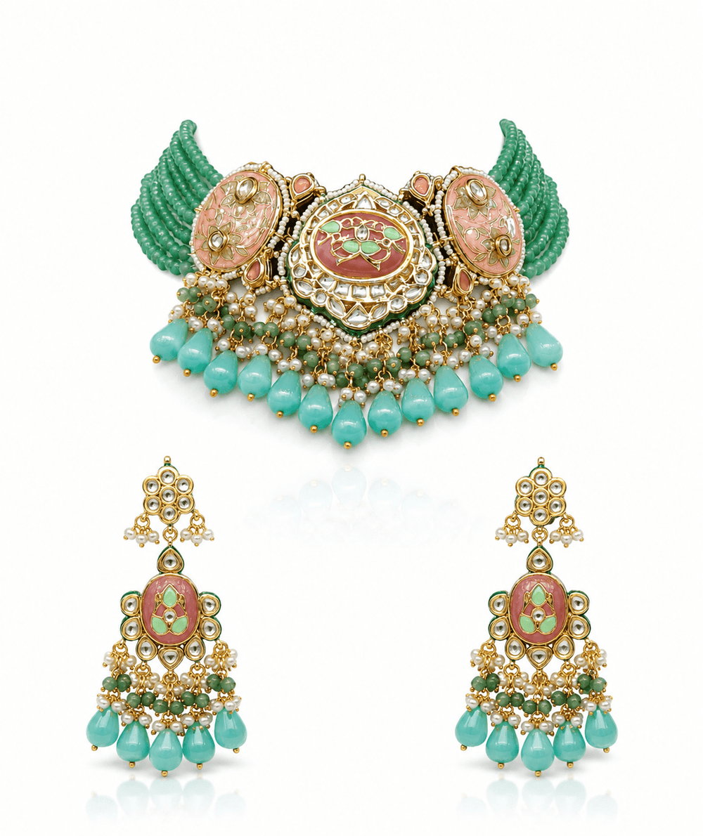 Meenakari Necklace 10706 - KRISHNA'S SWETA JEWELLERY