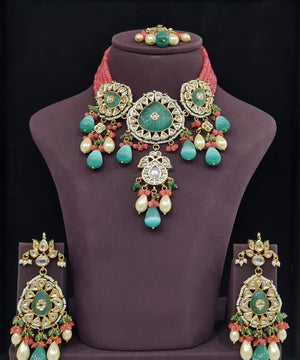 Meenakari Necklace 10707 - KRISHNA'S SWETA JEWELLERY