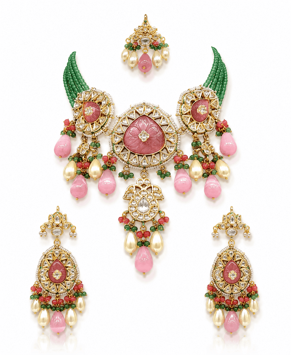 Meenakari Necklace 10707 - KRISHNA'S SWETA JEWELLERY